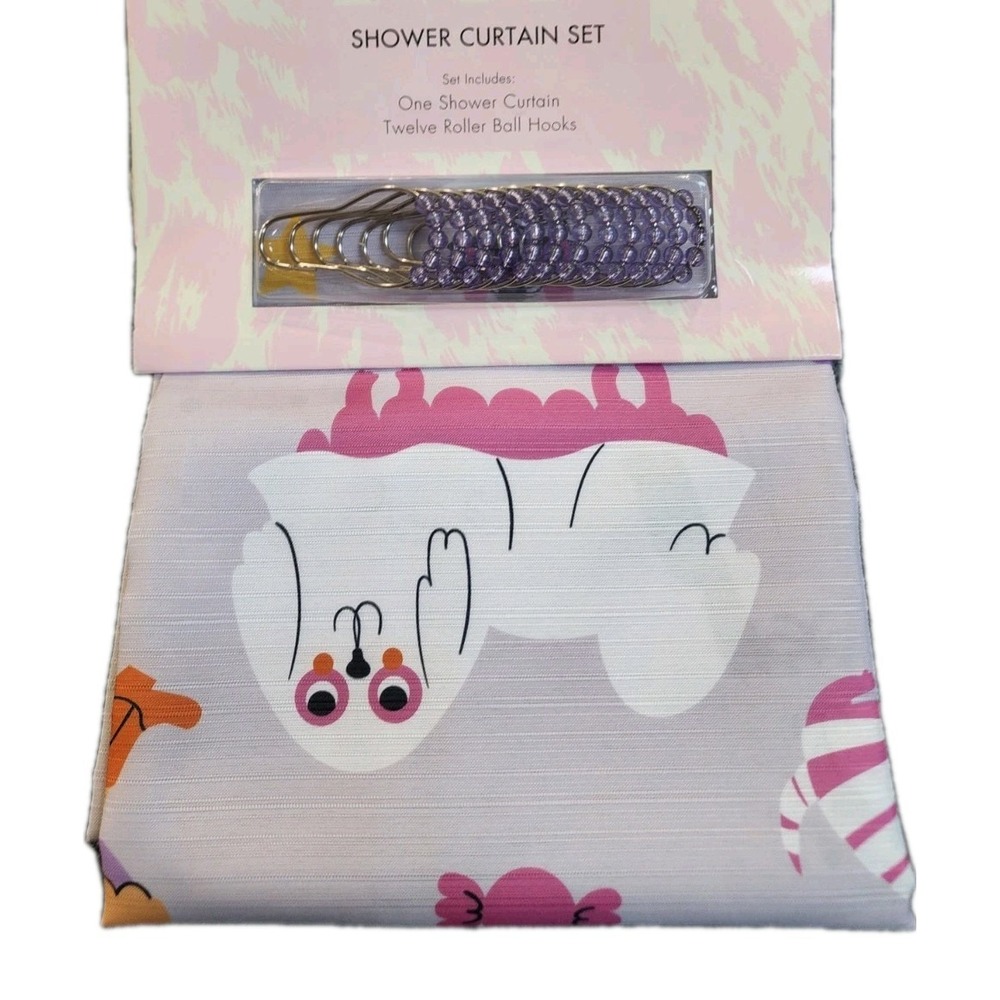 Betsey Johnson Shower Curtain Set Dogs In Costume Halloween 12 Hooks